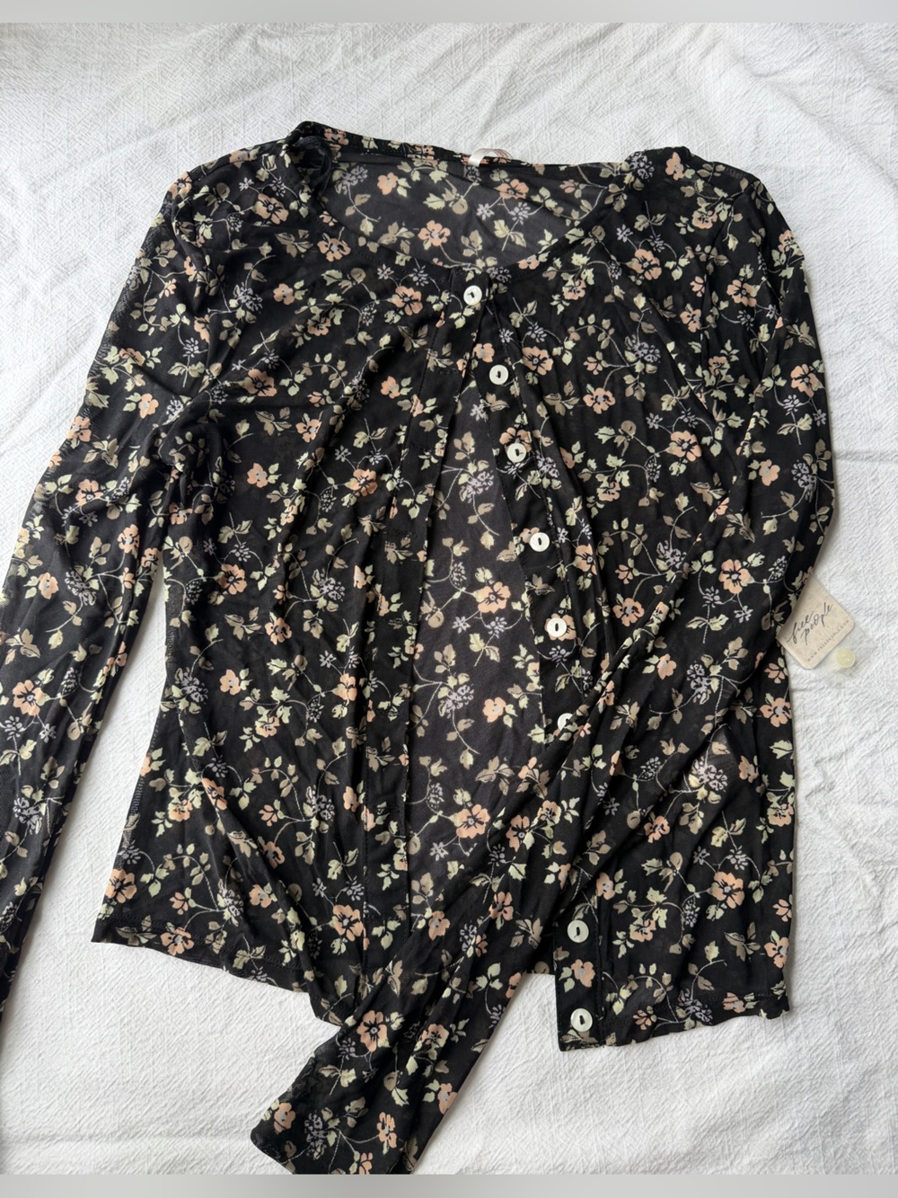 Two piece free people set. Floral black sheer cardigan